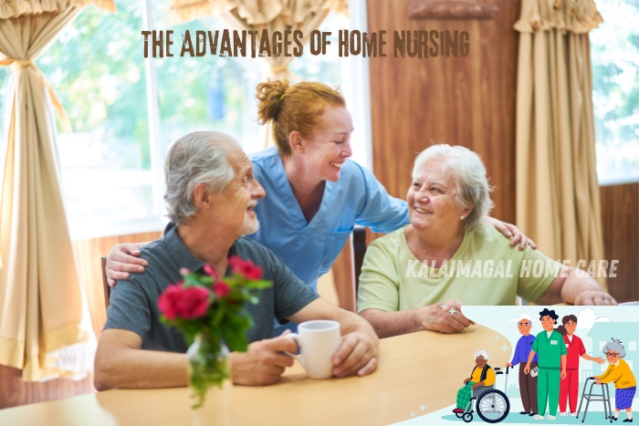 Kalaimagal Home Care in Coimbatore highlights the advantages of home nursing. Our compassionate home nurses provide personalized medical care and emotional support, helping seniors enjoy a higher quality of life in the comfort of their own homes