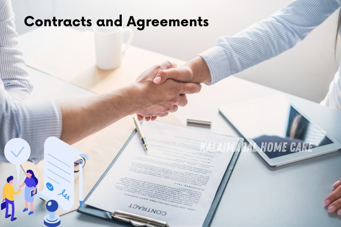 Kalaimagal Home Care in Coimbatore - Contracts and Agreements. Professional handshake sealing a contract agreement for reliable home care services. Trusted provider of personalized home care solutions with clear and transparent terms