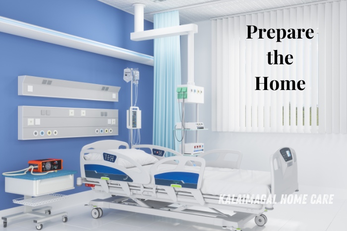 A fully equipped medical room at Kalaimagal Home Care in Coimbatore, highlighting the importance of preparing the home for seamless transitions from hospital care to home-based care.